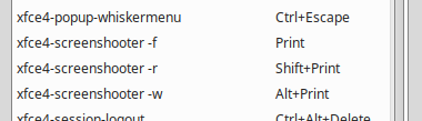 Xfce screenshot shortcuts
